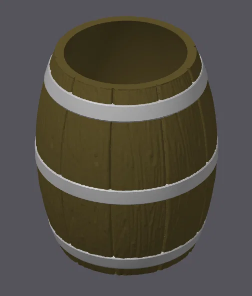 Mô hình thùng gỗ vân nổi (Textured Wooden Barrel) - Image 1