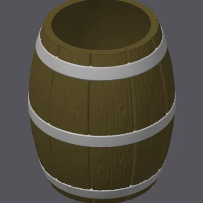 Mô hình thùng gỗ vân nổi (Textured Wooden Barrel)