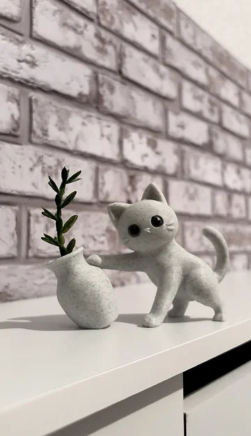 Mô hình mèo nghịch ngợm làm rơi chậu hoa - Image 4