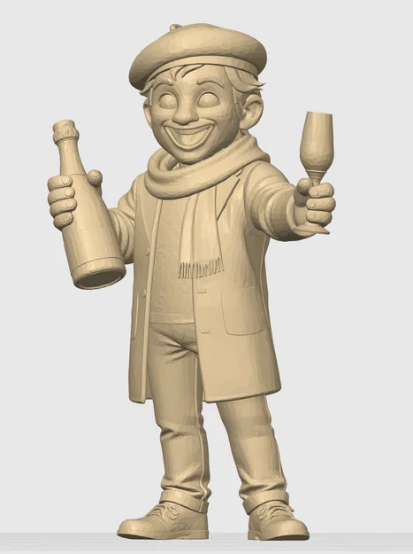 Mô hình 3D chàng trai Pháp cầm Champagne (Champagneman) cực chất - Image 1