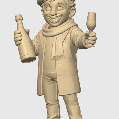 Mô hình 3D chàng trai Pháp cầm Champagne (Champagneman) cực chất