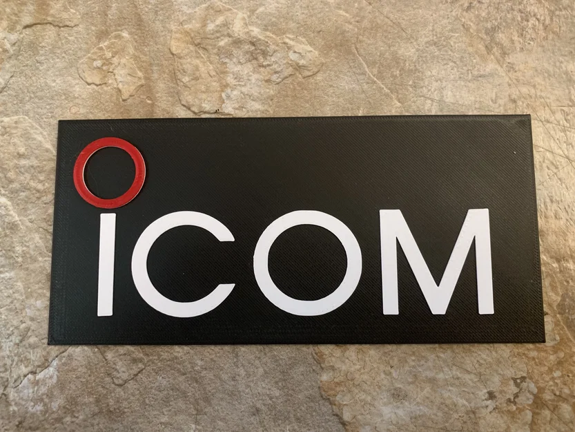 Bảng hiệu logo Icom 3D in đơn giản cho góc làm việc radio nghiệp dư - Image 1