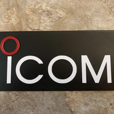 Bảng hiệu logo Icom 3D in đơn giản cho góc làm việc radio nghiệp dư