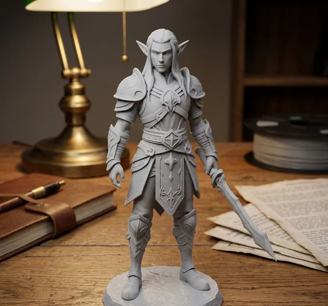 Mô hình chiến binh Elf cầm kiếm răng cưa độc đáo cho fan in 3D - Image 1
