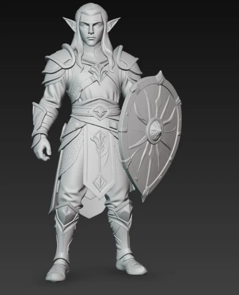 Mô hình 3D Chiến binh Elf cầm khiên cực ngầu cho người sưu tầm - Image 3