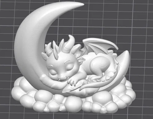 Mô hình chú rồng nhỏ ngủ trên mặt trăng đáng yêu cho in 3D - Image 1