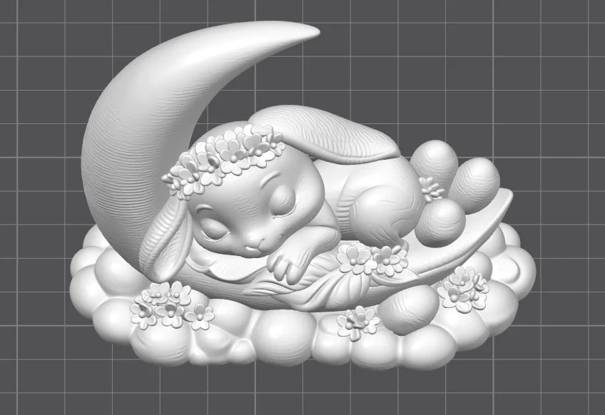 Mô hình 3D chú thỏ ngủ trên mặt trăng cực đáng yêu cho bạn - Image 1