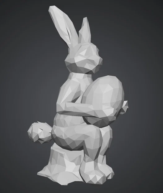 Mô hình chú thỏ ôm trứng phong cách Low Poly in 3D siêu đẹp - Image 1