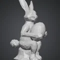 Mô hình chú thỏ ôm trứng phong cách Low Poly in 3D siêu đẹp - Thumbnail 1