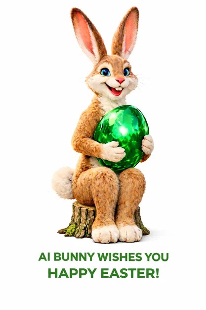 Mô hình chú thỏ ôm trứng phong cách Low Poly in 3D siêu đẹp - Image 2