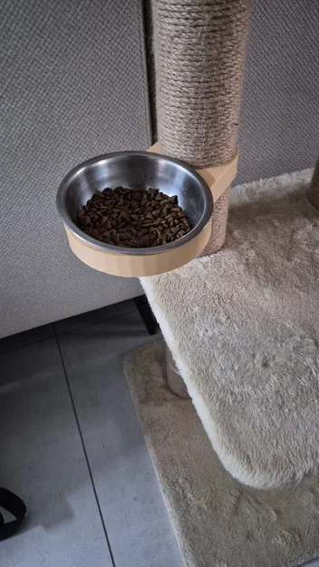 Giá đỡ bát ăn cho mèo gắn trụ cào móng - Thiết kế 3D tiện dụng - Image 3