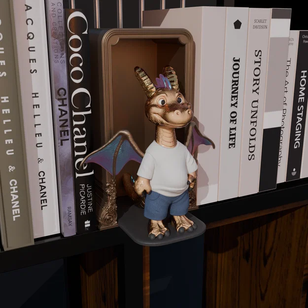 Cute Dragon Book Nook - Nhận ngay 300 mẫu 3D trên Patreon - Image 1