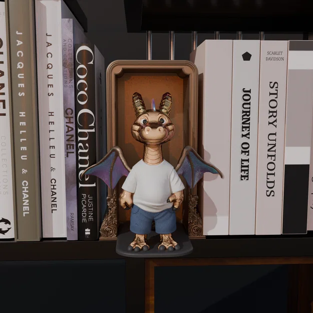 Cute Dragon Book Nook - Nhận ngay 300 mẫu 3D trên Patreon - Image 2