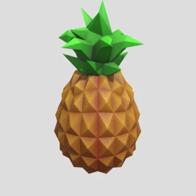 Mô hình trái thơm Pineapple phong cách Low-poly in 3D độc đáo