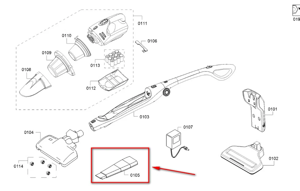 Đầu hút nối dài cho máy hút bụi cầm tay Bosch (MOVE 2in1 BBHMOVE5N) - Image 1