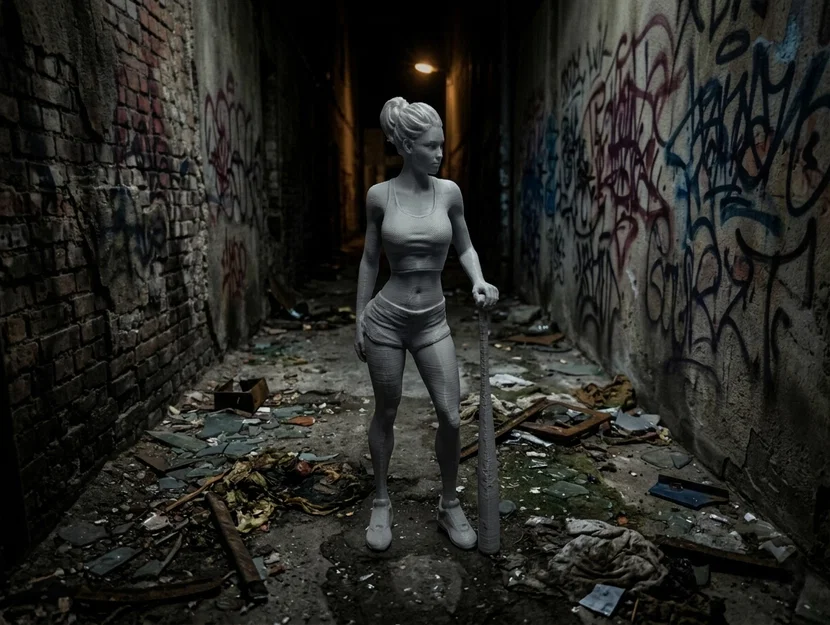 Mô hình nữ vận động viên cực chất cầm gậy bóng chày - Image 1