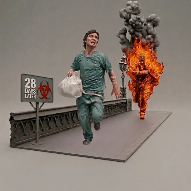 28 Days Later - Cảnh chạy trốn khỏi đám nhiễm bệnh bốc cháy - 2002 - Image 1