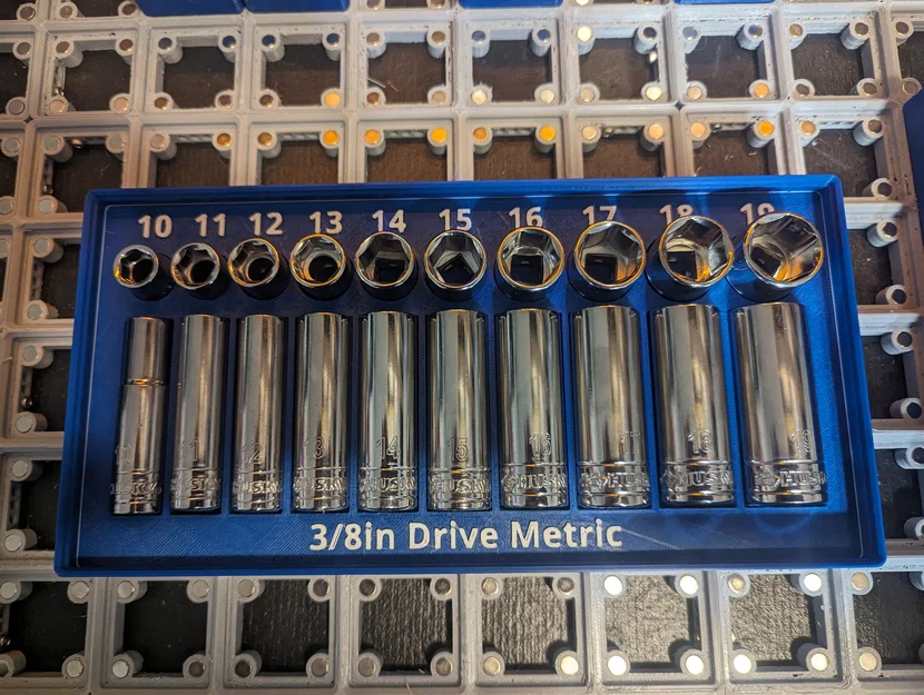 Giá đỡ đầu khẩu Gridfinity 3/8in Metric (10-19mm) - Image 1