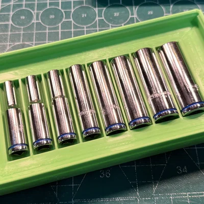 Gridfinity - Giá để đầu tuýp dài (Long Socket) - Hệ Mét