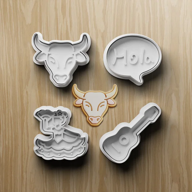 Bộ khuôn cắt bánh Spanish Fiesta STL | Đầu bò, Guitar, Flamenco | In 3D - Image 2
