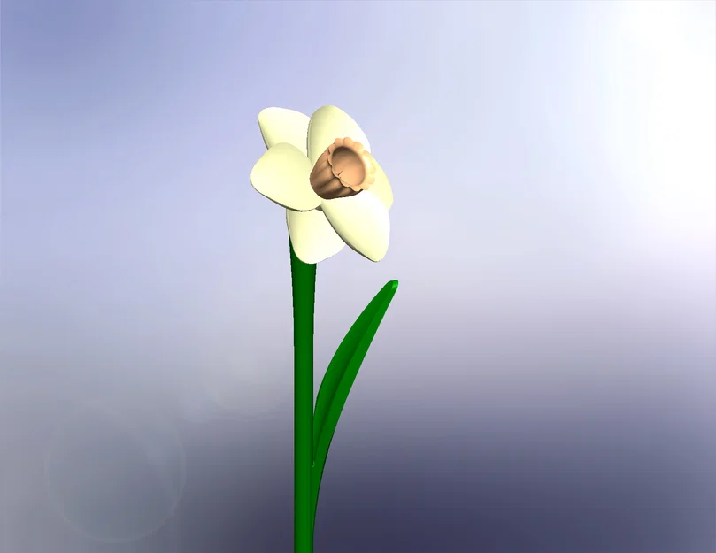 Mô hình hoa thủy tiên kèm thân (Daffodil with Stem) - Image 2