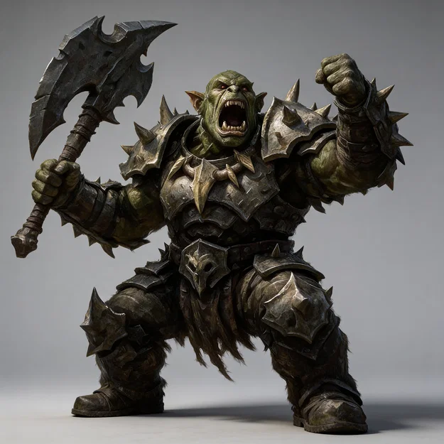 Mô hình chiến binh Orc dũng mãnh cầm rìu 1:24 (Ork Warrior with Axe) - Image 1