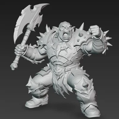 Mô hình chiến binh Orc dũng mãnh cầm rìu 1:24 (Ork Warrior with Axe)