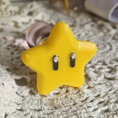 Phụ kiện trang trí 3D hình Ngôi sao Mario cho đầu phích cắm