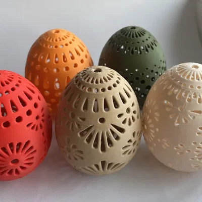 Mô hình 3D trang trí Phục sinh: Trứng hoa văn và gia đình thỏ