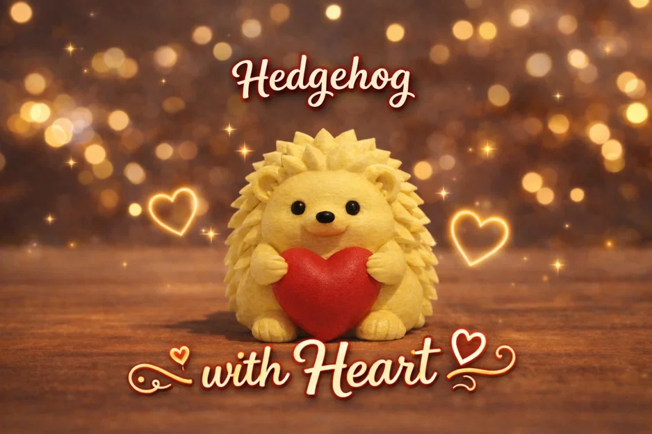 Chú nhím đáng yêu ôm trái tim - Image 1