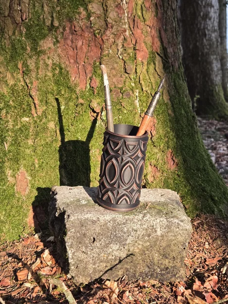 Ống cắm bút 3D họa tiết cổ điển tinh tế - Decor bàn làm việc đẹp - Image 3