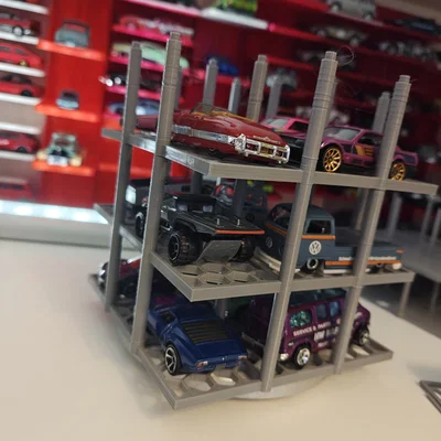 Bãi đậu xe nhiều tầng cho HotWheel tương thích bàn xoay 4 inch