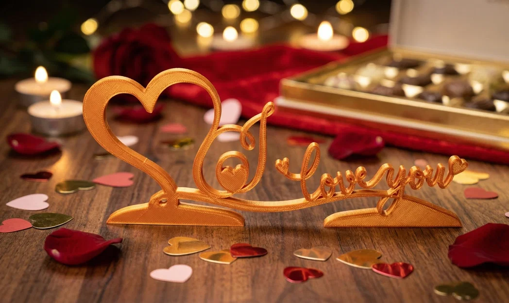 Đồ trang trí Valentine "I Love You" màu đỏ bóng bẩy - Image 3