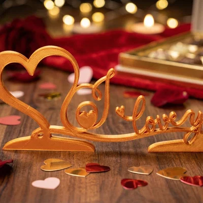 Đồ trang trí Valentine "I Love You" màu đỏ bóng bẩy