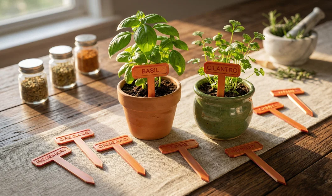 Bộ 12 Thẻ Đánh Dấu Thảo Mộc In 3D Màu Đồng Óng Ánh - Image 1