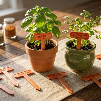 Bộ 12 Thẻ Đánh Dấu Thảo Mộc In 3D Màu Đồng Óng Ánh