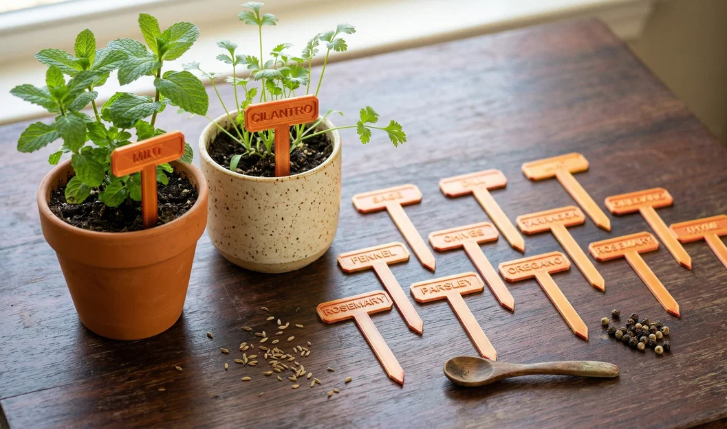 Bộ 12 Thẻ Đánh Dấu Thảo Mộc In 3D Màu Đồng Óng Ánh - Image 2