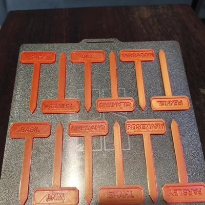 Bộ 12 Thẻ Đánh Dấu Thảo Mộc In 3D Màu Đồng Óng Ánh