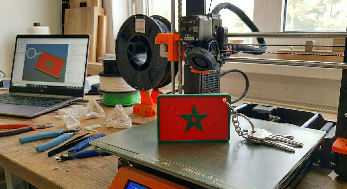 Móc khóa hình lá cờ Morocco in 3D - Phụ kiện nhỏ gọn và cá tính - Image 1