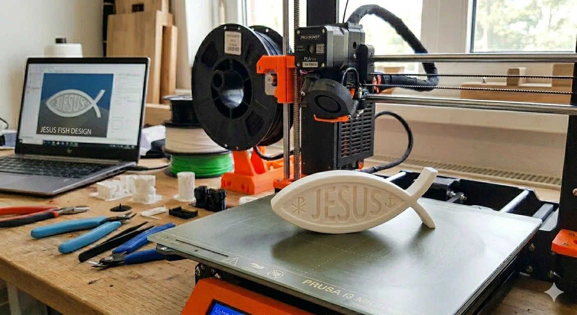 Mô hình trang trí con cá Jesus Fish in 3D tinh xảo - Image 1