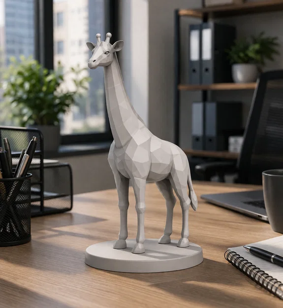 Tượng Hươu Cao Cổ Low Poly – Mô hình in 3D trang trí bàn làm việc - Image 1