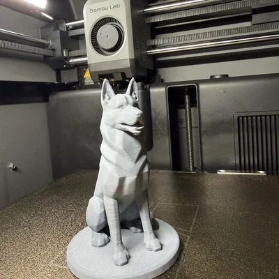 Tượng Chó Canh Giữ Low Poly – Mẫu In 3D Chất Lượng Cao