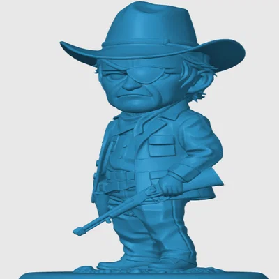 Mô hình 3D Chibi Rooster Cogburn True Grit trang trí bàn làm việc