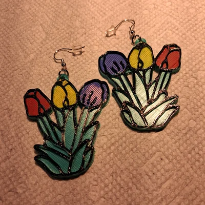 Bông tai hoa Tulip 3D thời trang và tinh tế