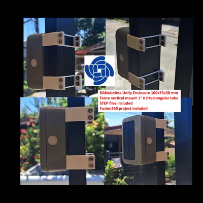 Ngàm gắn RAK Unify Enclosure trên thanh 1x2" theo chiều dọc