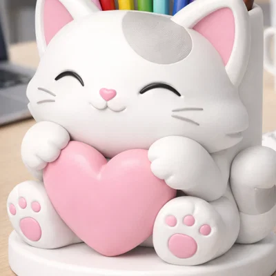 Ống Cắm Bút Hình Mèo Dễ Thương – Đồ Trang Trí Bàn Làm Việc Kawaii