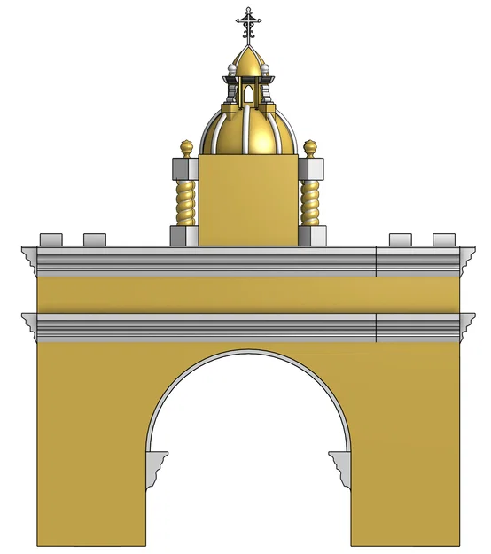 Mô hình 3D Cổng vòm tháp đồng hồ Guatemala Antigua chi tiết - Image 2