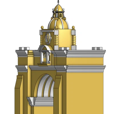 Mô hình 3D Cổng vòm tháp đồng hồ Guatemala Antigua chi tiết