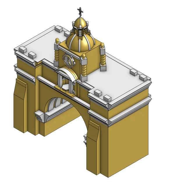 Mô hình 3D Cổng vòm tháp đồng hồ Guatemala Antigua chi tiết - Image 4