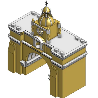 Mô hình 3D Cổng vòm tháp đồng hồ Guatemala Antigua chi tiết